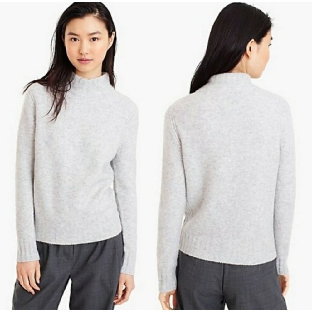 POINT SUR Gray Mock Neck Wool Sweater Top Size M Merino Alpaca Knit